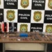 Imagem das drogas e objetos apreendidos: Reprodução Polícia Cívil