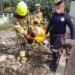 Servidores da Emurb caem de prédio no Rui Lino e são resgatados pelos bombeiros