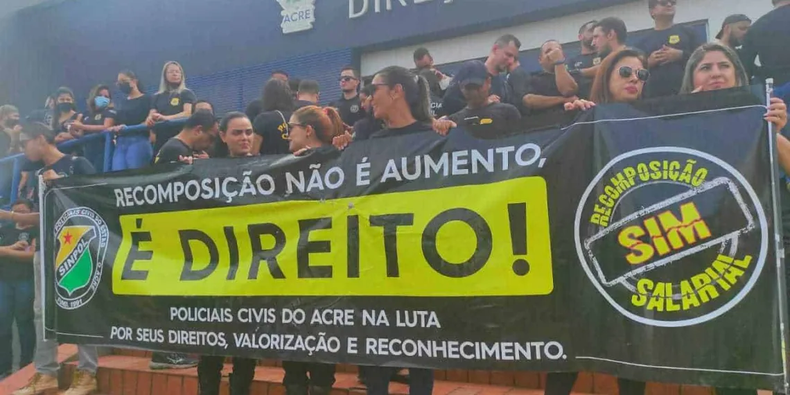 Policiais civis realizam passeata na capital cobrando reposição salarial do governo