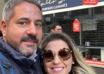 Casal Natália e Ricardo Martins curtindo férias em Nova York