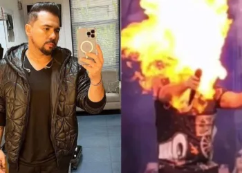 Xand Avião sofre acidente com fogo durante show; Saiba o estado de saúde do cantor