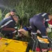 Com o impacto da batida, uma das pernas do jovem ficou dilacerada (Foto: Cedida)