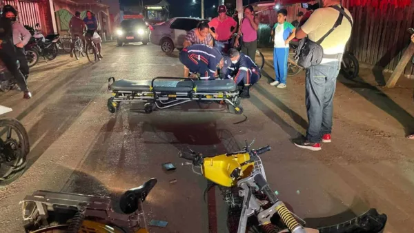 Idoso de 76 anos fica ferido após acidente envolvendo uma moto e bicicleta motorizada em Rio Branco