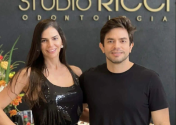 O casal Rodrigo Lima e Sabrina Ricciardi dividindo as alegrias pelo dia do Odontólogo