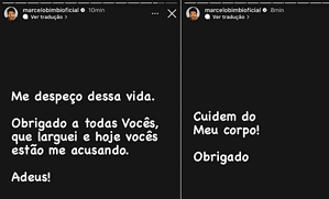 Em postagens, modelo Marcelo Bimbi diz que foi levado pela polícia: 'Não mereço estar em um camburão'