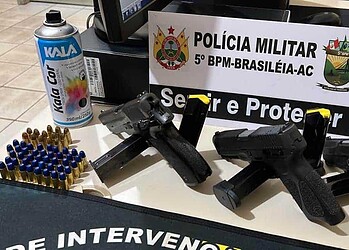 Polícia Militar prende mulher e apreende três pistolas, carregadores e munições em Brasileia