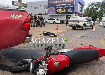 Motociclista morre após colidir contra caminhonete durante 'racha'