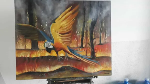 Chargista Dim Mendes realiza exposição de quadros pintados durante a pandemia de Covid, em Rio Branco