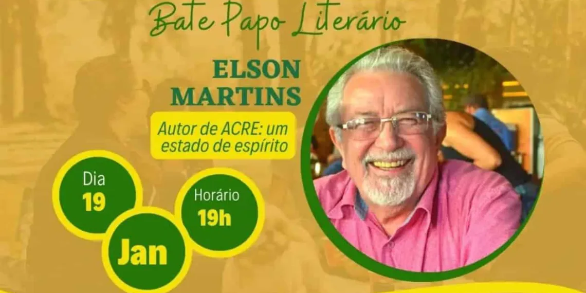 Clube de leitura e agência de turismo organizam bate-papo literário com o escritor Elson Martins nesta quinta, 19