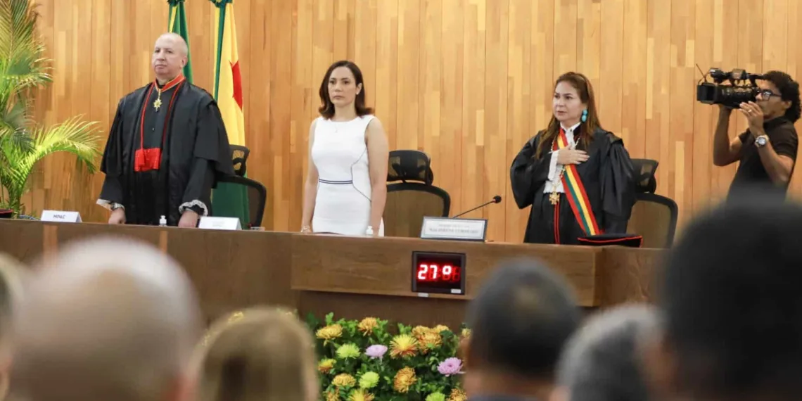Governadora em exercício defendeu a democracia, a união entre as instituições e destacou a parceria exitosa entre o governo do Estado e o Poder Judiciário. Foto: Marcos Vicentti/Secom