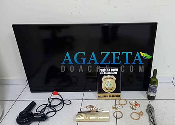 Polícia recupera televisão e joias roubadas em Rio Branco