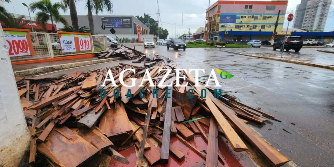 Parte de carga de caminhão despenca na Avenida Antônio da Rocha Viana