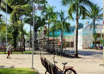 Casal é flagrado furtando decoração de Carnaval no Centro de Rio Branco; veja o vídeo