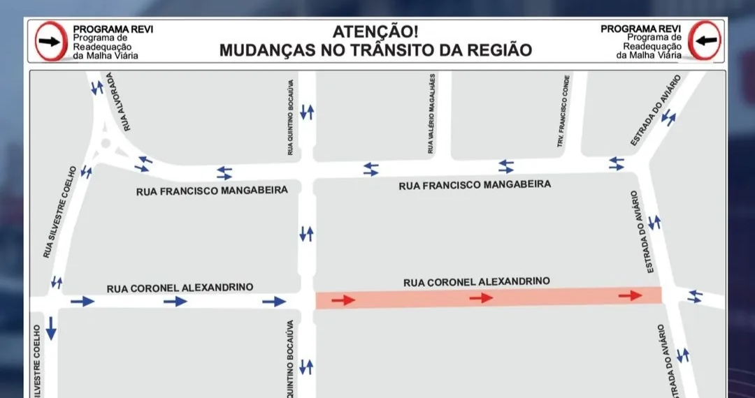 RBTrans anuncia mudança de sentido na Rua Coronel Alexandrino; entenda