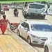 Câmera grava momento em que caminhão atropela motociclista em frente ao prédio do Detran