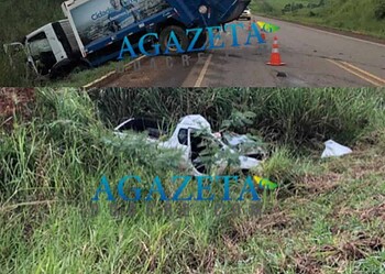 Colisão entre carro e caminhão de coleta de lixo na BR-364 deixa dois gravemente feridos