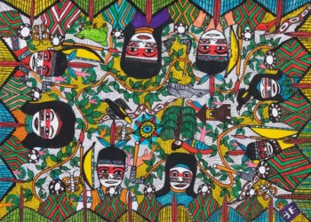 Movimento dos artistas Huni Kuin (Mahktu), 2017. FOTO: Eduardo Ortega