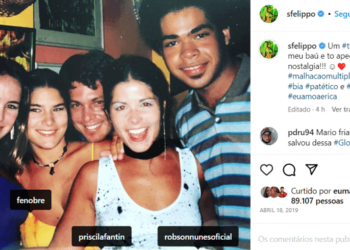 Samara Felippo posta foto antiga com Mário Frias e debocha: 'Palhaço'