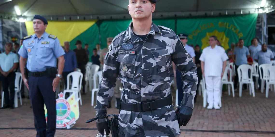 O major Igor Bandeira ingressou na PMAC em 2005. Foto: Dhárcules Pinheiro/Sejusp