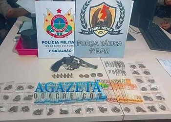Dupla é presa com drogas e arma de fogo em Rio Branco