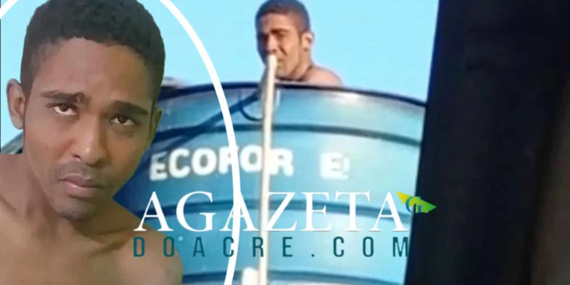 Homem invade casa de policial sobe em caixa d'água para se refrescar e termina preso