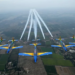 As sete aeronaves da Esquadrilha da Fumaça, da Força Aérea Brasileira (FAB), iniciam a apresentação às 15h. Foto: Força Aérea Brasileira