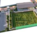 Imagem do projeto do CIEC, que é composto por um quadra poliesportiva coberta, um campo de futebol e uma sala de lutas. Foto: Ilustração