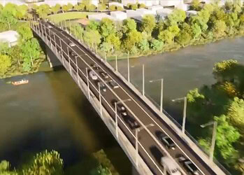 Nova ponte, com extensão de 200 metros, vai interligar o bairro Quinze e Aeroporto Velho, na baixa da Sobral. Ilustração: Sehurb