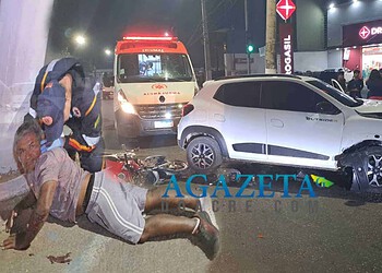 Motorista faz conversão proibida e atropela motociclista no Centro de Rio Branco