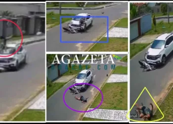 Vídeo mostra momento em que motociclista é arremessado durante colisão contra veículo