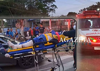 Motociclista sofre fratura exposta após avançar na contramão para ultrapassar caminhonete