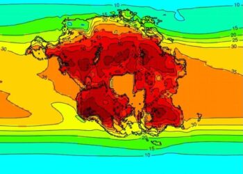 Processos tectônicos daqui milhões de anos levariam ao surgimento do supercontinente "Pangea Ultima" com temperaturas de até 70 ºC Imagem: Divulgação/ University of Bristol