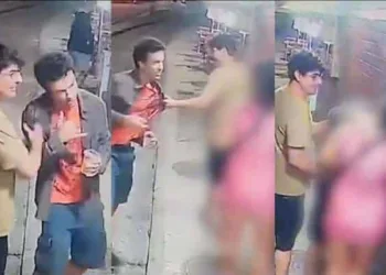 Vídeo mostrou Kayky Brito sendo afastado de mulher por Bruno de Luca momentos antes do atropelamento. Foto: Reprodução de vídeo/Record TV
© Fornecido por Estadão