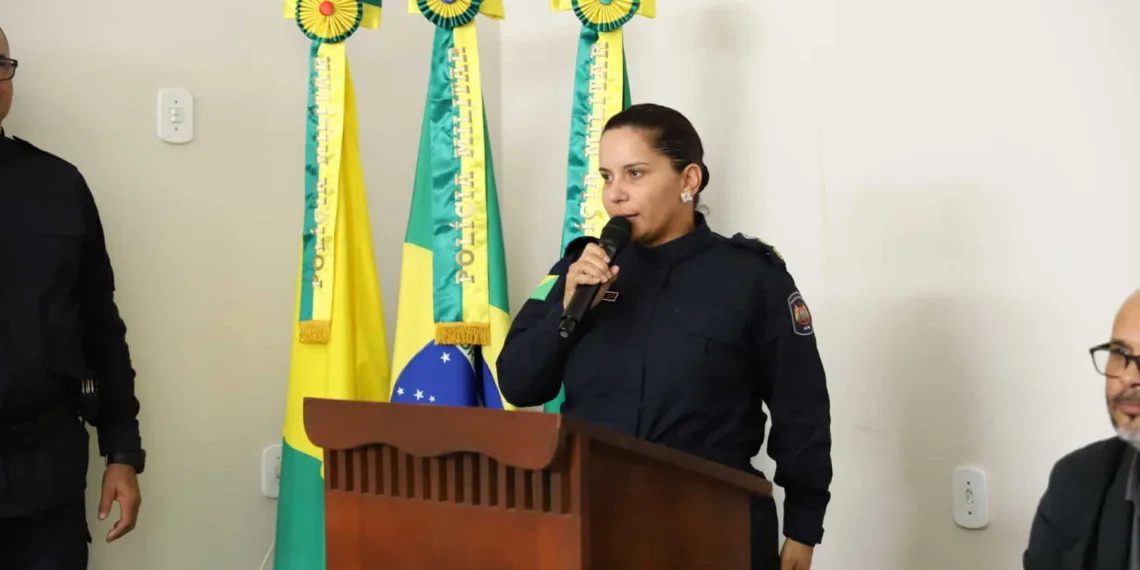 Tenente-coronel Eliana Maia destacou a importância da implantação do policiamento para a população de Acrelândia. Foto: Davi Barbosa/PMAC