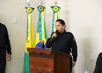Tenente-coronel Eliana Maia destacou a importância da implantação do policiamento para a população de Acrelândia. Foto: Davi Barbosa/PMAC
