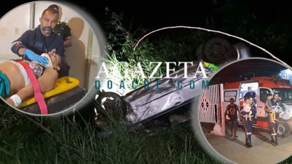 Casal discute e capota o carro em ribanceira com os filhos de 1 e 3 anos