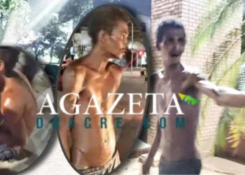 Homem em situação de rua cospe no rosto de mãe com bebê no colo; seguranças impedem linchamento