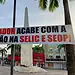 Faixas são colocadas no Centro de Rio Branco pedindo fim da corrupção na Selic e na Seop