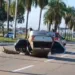 Motorista que capotou veículo na Amadeo Barbosa teria dormido ao volante