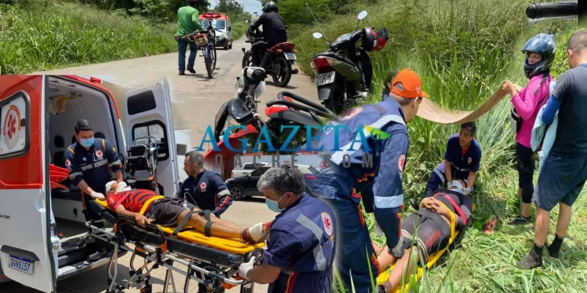 Buraco provoca acidente em Rio Branco e vítimas vão parar no Pronto-Socorro
