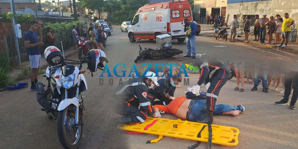 Motociclista fica em estado grave após colidir contra veículo