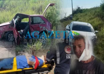 Buraco na estrada Transacreana provoca grave acidente; carros colidiram de frente