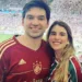 Casal Wilson Barbosa e Fernanda Teixeira clicados no estádio do Maracanã, no último sábado