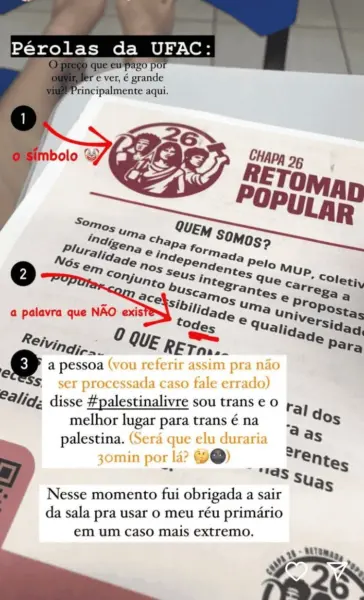 Aluna de Nutrição da Ufac é acusada de transfobia em post durante campanha para eleições do DCE