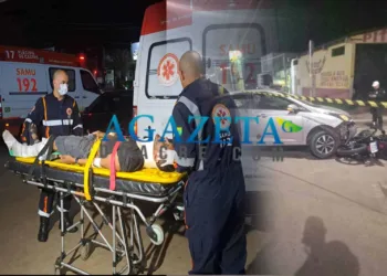 Colisão entre carro e moto deixa motoboy com fratura exposta