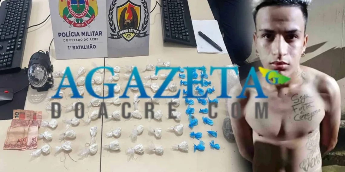 Polícia Militar prende homem com mais de 70 trouxinhas de droga, em Rio Branco