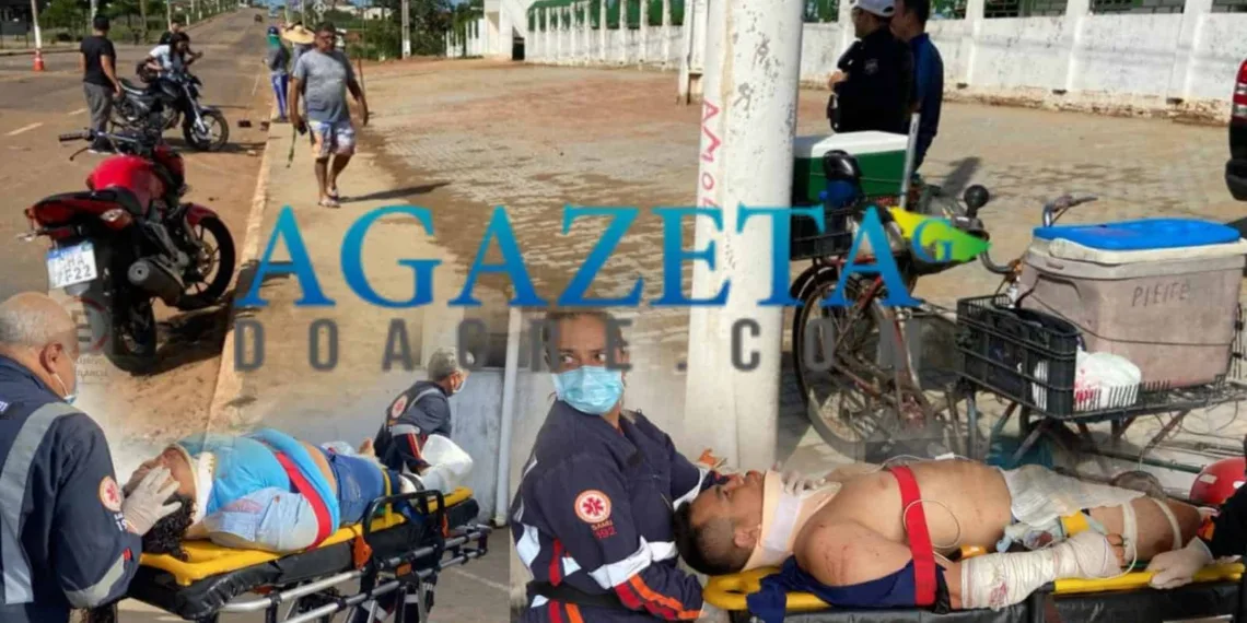 Colisão entre motos deixa duas pessoas gravemente feridas