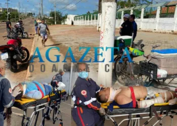 Colisão entre motos deixa duas pessoas gravemente feridas