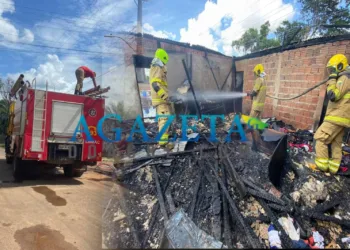 Casa pega fogo e fica totalmente destruída em Rio Branco