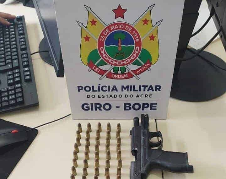 Giro prende criminoso, apreende arma de fogo e munições no 2º Distrito